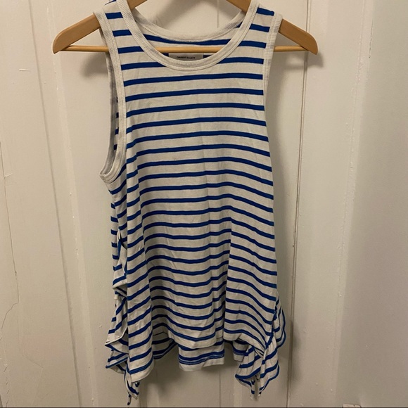 striped cotton tank top with side slits and ruffle detail - Picture 4 of 6